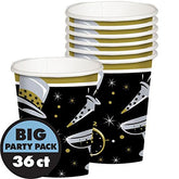 Elegant New Year Party Cups Tableware, Black, Paper , 9 Ounces, Pack of 36